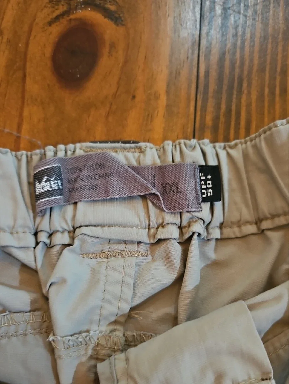 REI Mens Khaki Outdoor Active Shorts with Zip Pocket